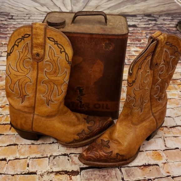 Tony Lama Shoes - Stamped Leather Western Boots 7
